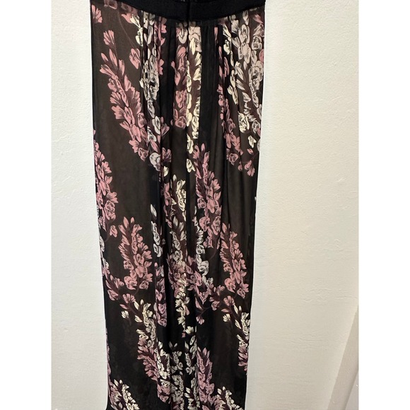 BCBGMAXAZRIA Black Floral Print Strapless Maxi Dress Women's Size 2 - Picture 3 of 10